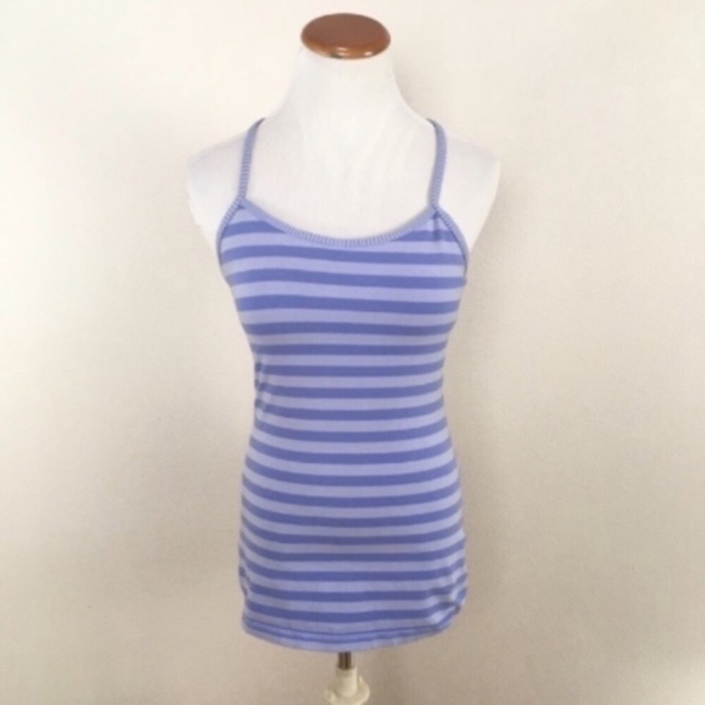 Lululemon Power Y Tank Racerback Periwinkle‎ Stripe Yoga Top Women’s Sz 6